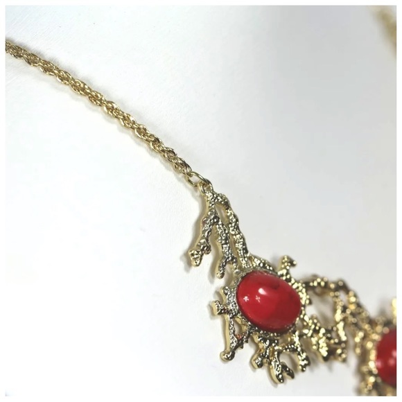 Red Stone Tree Branch Necklace - Picture 12 of 12